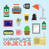 Pixel art isolated office tools vector set stock illustration Pixel art isolated office tools vector set stock illustration
