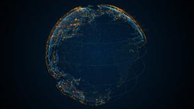 Pixel blue 3D planet Earth with big data animation. Rotating globe, shining continents with floating numbers. Abstract stock video Pixel blue 3D planet Earth with big data animation. Rotating globe, shining continents with floating numbers. Abstract stock video