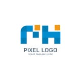 Pixel Logo Design Template des Buchstabe-FH Alphabet-Pixelbewegung Logo stock abbildung Pixel Logo Design Template des Buchstabe-FH Alphabet-Pixelbewegung Logo stock abbildung