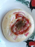 Pizza bread with tomato sauce From hot oven stock photo Pizza bread with tomato sauce From hot oven stock photo