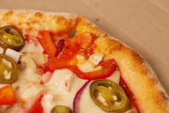Pizza in cardboard delivery box. stock photography Pizza in cardboard delivery box. stock photography