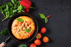 Pizza i pannan fotografering för bildbyråer Pizza i pannan fotografering för bildbyråer