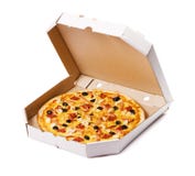 Pizza In A Cardboard Box Royalty Free Stock Photos