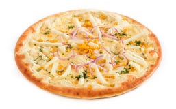 Pizza jarosz z pomidorami, czerwonymi pieprzami i pieczarkami odizolowywającymi na bielu, obrazy royalty free Pizza jarosz z pomidorami, czerwonymi pieprzami i pieczarkami odizolowywającymi na bielu, obrazy royalty free