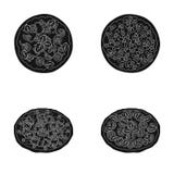 Pizza with meat, cheese and other filling. Different pizza set collection icons in black style vector symbol stock Stock Photos Pizza with meat, cheese and other filling. Different pizza set collection icons in black style vector symbol stock Stock Photos