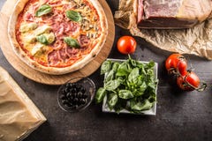 Pizza Quatro Stagioni four seasons traditional italian meal from stock photos Pizza Quatro Stagioni four seasons traditional italian meal from stock photos