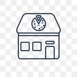 Pizzeria vector icon isolated on transparent background, linear royalty free illustration Pizzeria vector icon isolated on transparent background, linear royalty free illustration