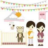 Pièce de bébé avec des meubles Intérieur de crèche Illustration plate de vecteur de style illustration de vecteur Pièce de bébé avec des meubles Intérieur de crèche Illustration plate de vecteur de style illustration de vecteur