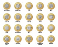 Pièces de monnaie de logo de devise de Cripto Collection différente de cryptocurrencies de blockchain de pièces en argent d'or po illustration de vecteur Pièces de monnaie de logo de devise de Cripto Collection différente de cryptocurrencies de blockchain de pièces en argent d'or po illustration de vecteur