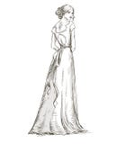 Piękna dziewczyna. Panna młoda. Bridal suknia. ręka rysująca. v royalty ilustracja Piękna dziewczyna. Panna młoda. Bridal suknia. ręka rysująca. v royalty ilustracja