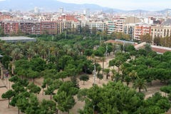 Placa Espanya en Montjuic-Heuvel met Nationaal Art Museum van Catalonië stock foto's Placa Espanya en Montjuic-Heuvel met Nationaal Art Museum van Catalonië stock foto's