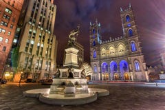 Place D'Armes at Night - Montreal, Canada royalty free stock photo Place D'Armes at Night - Montreal, Canada royalty free stock photo