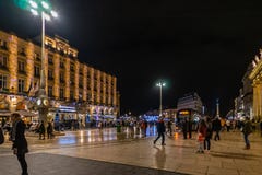 Place de la Comedie at night in Bordeaux, France royalty free stock photos Place de la Comedie at night in Bordeaux, France royalty free stock photos