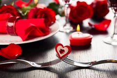 Place setting for Valentine's day