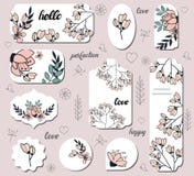 Placez avec différents labels floraux illustration libre de droits Placez avec différents labels floraux illustration libre de droits