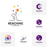 Placez d'atteindre des étoiles Logo Design Template Logo rêveur d'étoile Emblème, symbole coloré et créatif, icône illustration libre de droits Placez d'atteindre des étoiles Logo Design Template Logo rêveur d'étoile Emblème, symbole coloré et créatif, icône illustration libre de droits