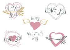 Placez de 5 illustrations de vecteur sur le thème de la Saint-Valentin illustration libre de droits Placez de 5 illustrations de vecteur sur le thème de la Saint-Valentin illustration libre de droits