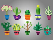 Placez de l'amusement et des cactus colorés illustration stock Placez de l'amusement et des cactus colorés illustration stock