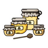Placez de l'icône de Web de pots de miel Logo de miel Illustration de vecteur dans le style plat illustration stock Placez de l'icône de Web de pots de miel Logo de miel Illustration de vecteur dans le style plat illustration stock