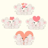Placez de la famille heureuse mignonne de rat illustration libre de droits Placez de la famille heureuse mignonne de rat illustration libre de droits