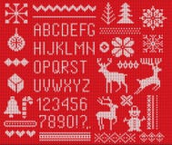 Placez de la police tricotée, les éléments et les frontières pour Noël, la nouvelle année ou la conception d'hiver Style laid de illustration de vecteur Placez de la police tricotée, les éléments et les frontières pour Noël, la nouvelle année ou la conception d'hiver Style laid de illustration de vecteur