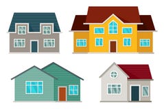 Placez de la vue de face de maisons illustration stock Placez de la vue de face de maisons illustration stock
