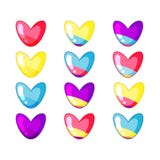 Placez des coeurs mignons de charme dans des couleurs acides illustration stock Placez des coeurs mignons de charme dans des couleurs acides illustration stock