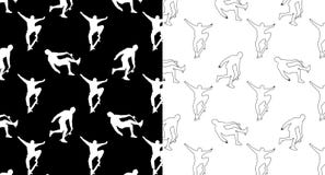 Placez des modèles sans couture avec des silhouettes et des planchistes d'ensemble sur un fond noir et blanc illustration de vecteur Placez des modèles sans couture avec des silhouettes et des planchistes d'ensemble sur un fond noir et blanc illustration de vecteur