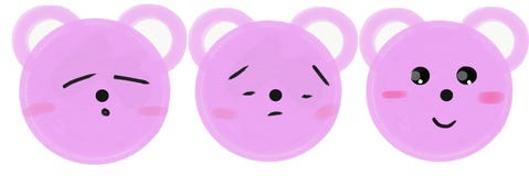 Placez des museaux roses d'ours de bande dessin?e avec des ?motions Illustration de trame illustration libre de droits Placez des museaux roses d'ours de bande dessin?e avec des ?motions Illustration de trame illustration libre de droits