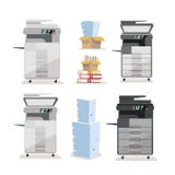 Placez du scanner d'imprimante multifonctionnel de copieur de plancher de bureau dans deux couleurs : gris-clair, noircissez avec illustration libre de droits Placez du scanner d'imprimante multifonctionnel de copieur de plancher de bureau dans deux couleurs : gris-clair, noircissez avec illustration libre de droits