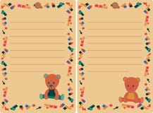 Placez l'étiquette avec l'ours de nounours et les jouets pour le garçon et la fille illustration libre de droits Placez l'étiquette avec l'ours de nounours et les jouets pour le garçon et la fille illustration libre de droits