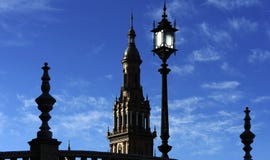 Sylwetki plac De Espana, Seville, Spai (Hiszpania Obciosuje) zdjęcia royalty free Sylwetki plac De Espana, Seville, Spai (Hiszpania Obciosuje) zdjęcia royalty free