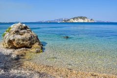 Plage de Marathias, île de Zakynthos, Grèce image stock Plage de Marathias, île de Zakynthos, Grèce image stock