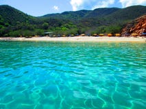 Plage de péniche de La, Mochima, Venezuela images stock Plage de péniche de La, Mochima, Venezuela images stock