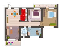 Plan de la arquitectura con muebles en la visión superior libre illustration Plan de la arquitectura con muebles en la visión superior libre illustration