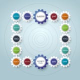 Plan empresarial con diseño de la forma de la rueda de engranaje Operaciones, planificación financiera, plan de márketing ilustración del vector Plan empresarial con diseño de la forma de la rueda de engranaje Operaciones, planificación financiera, plan de márketing ilustración del vector