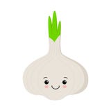 Plan illustration för vektor av rolig lycklig tecknad filmvitlök som isoleras på vit bakgrund royaltyfri illustrationer Plan illustration för vektor av rolig lycklig tecknad filmvitlök som isoleras på vit bakgrund royaltyfri illustrationer
