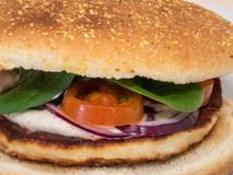 Plan rapproché d'un hamburger végétarien de halloumi photo stock Plan rapproché d'un hamburger végétarien de halloumi photo stock