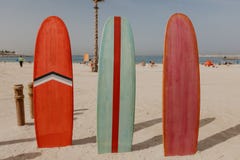 Planches de surf sur l'endroit de plage images stock Planches de surf sur l'endroit de plage images stock