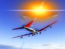 Plane Flying With UFO 58 Stock Photo Plane Flying With UFO 58 Stock Photo
