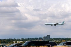 The plane makes landing on the airport stock photography The plane makes landing on the airport stock photography