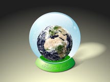 Planet Earth In Snow Globe Royalty Free Stock Photo