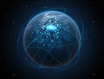 Planet With Illuminated Network And Light Trails Royalty Free Stock Photography Planet With Illuminated Network And Light Trails Royalty Free Stock Photography
