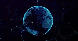 Planeten-Erdkugel der digitalen Wiedergabe 3d blaue, mit Glühenverbindungspunkt, Internet-Medientechnikglobalisierung Planeten-Erdkugel der digitalen Wiedergabe 3d blaue, mit Glühenverbindungspunkt, Internet-Medientechnikglobalisierung