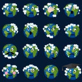 Planetjord med molnemoticonsuppsättningen royaltyfri illustrationer Planetjord med molnemoticonsuppsättningen royaltyfri illustrationer