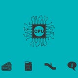 Plano del icono de la CPU stock de ilustración Plano del icono de la CPU stock de ilustración