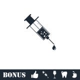 Plano del icono de la vacunaci?n stock de ilustración Plano del icono de la vacunaci?n stock de ilustración