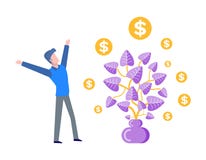 Plant with Foliage, Money Tree with Leaves Coins vector illustration Plant with Foliage, Money Tree with Leaves Coins vector illustration