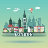 Plant landskap för designLondon stad Modern kulör London stadshorisont stock illustrationer Plant landskap för designLondon stad Modern kulör London stadshorisont stock illustrationer