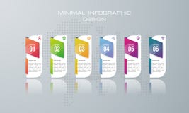 Plantilla con 6 opciones, opción de Infographic de la bandera para infographic libre illustration Plantilla con 6 opciones, opción de Infographic de la bandera para infographic libre illustration
